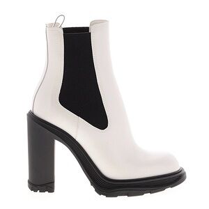 Alexander McQueen Chelsea White and Black Heeled Boots